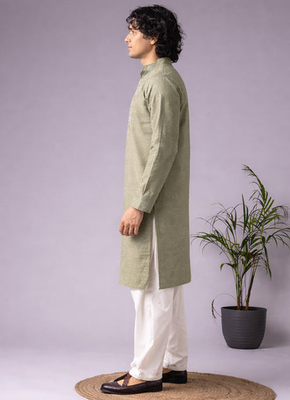 Grey Viscose Embroidery Work Festival Wear Readymade Kurta Pajama SW282042