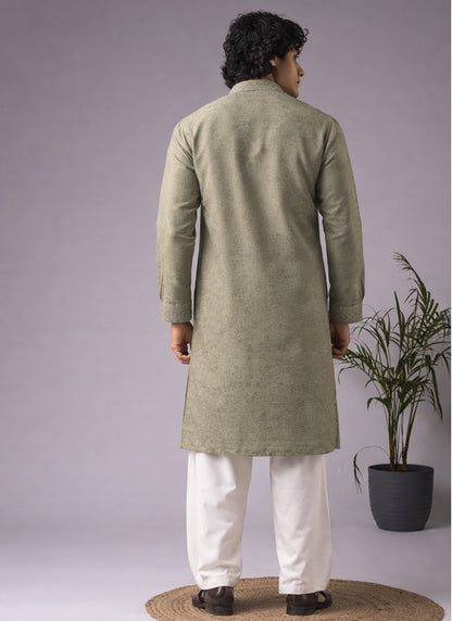 Grey Viscose Embroidery Work Festival Wear Readymade Kurta Pajama SW282042