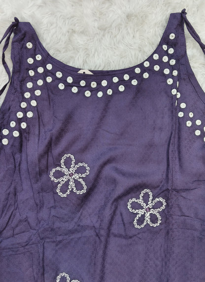 Lavender Mirror Details Sleeveless Kurta Set with Palazzo and Dupatta L-731090