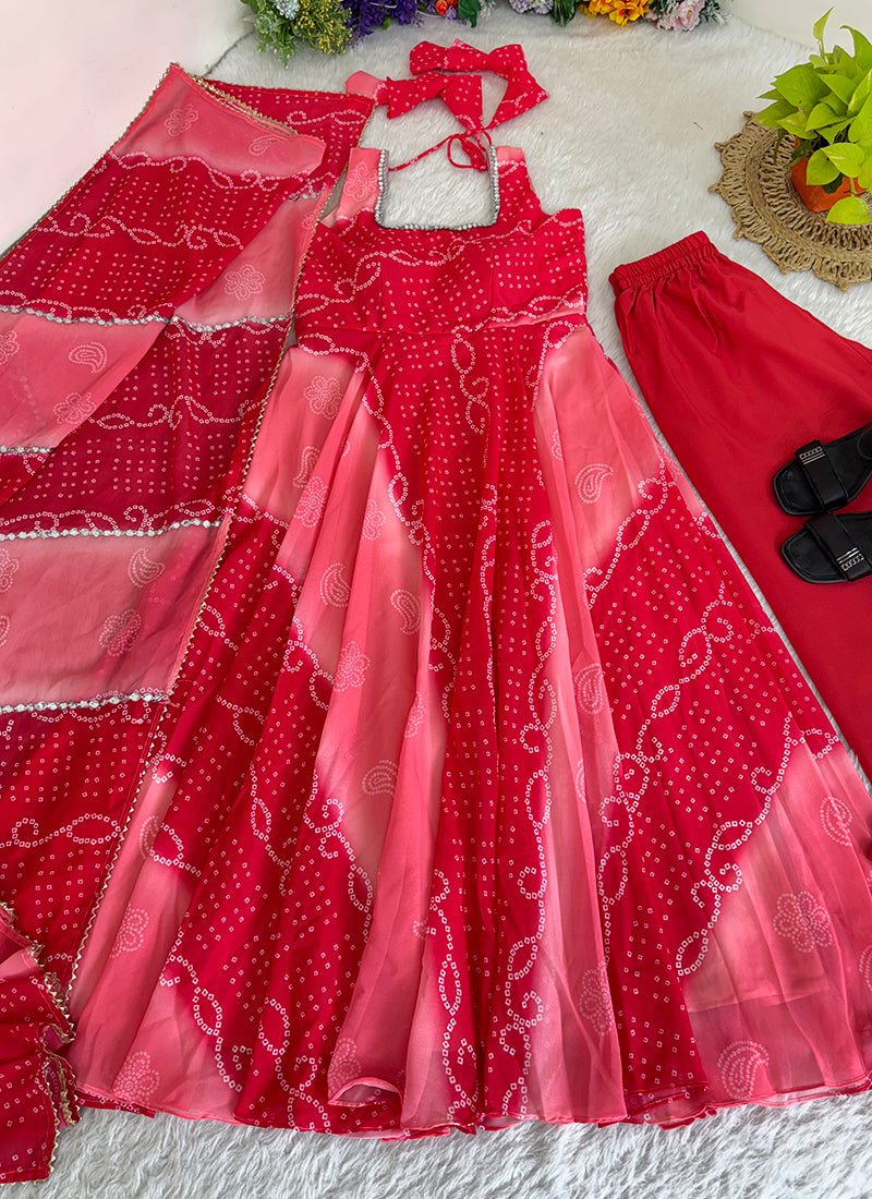 Georgette Multi Color Party Wear Digital Print Work Readymade Gown 387667