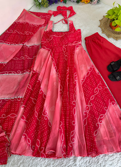 Georgette Multi Color Party Wear Digital Print Work Readymade Gown 387667