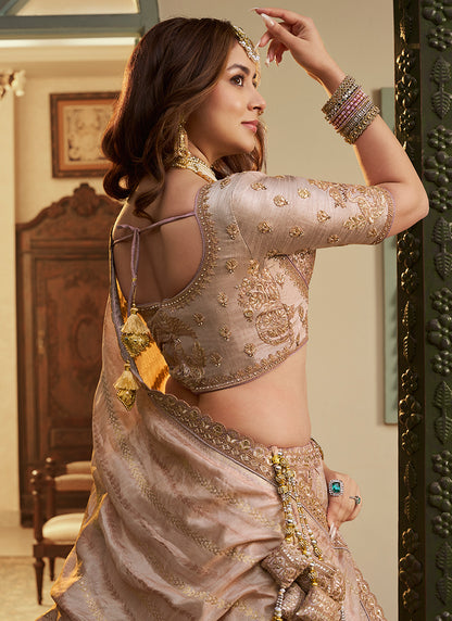 Lavender Banarasi Silk Weaving Work Wedding Wear Wedding Lehenga Choli SW347486