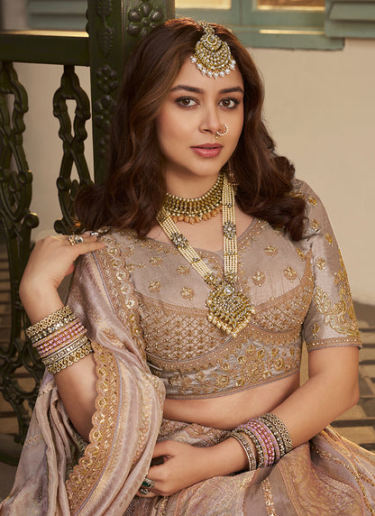 Lavender Banarasi Silk Weaving Work Wedding Wear Wedding Lehenga Choli SW347486