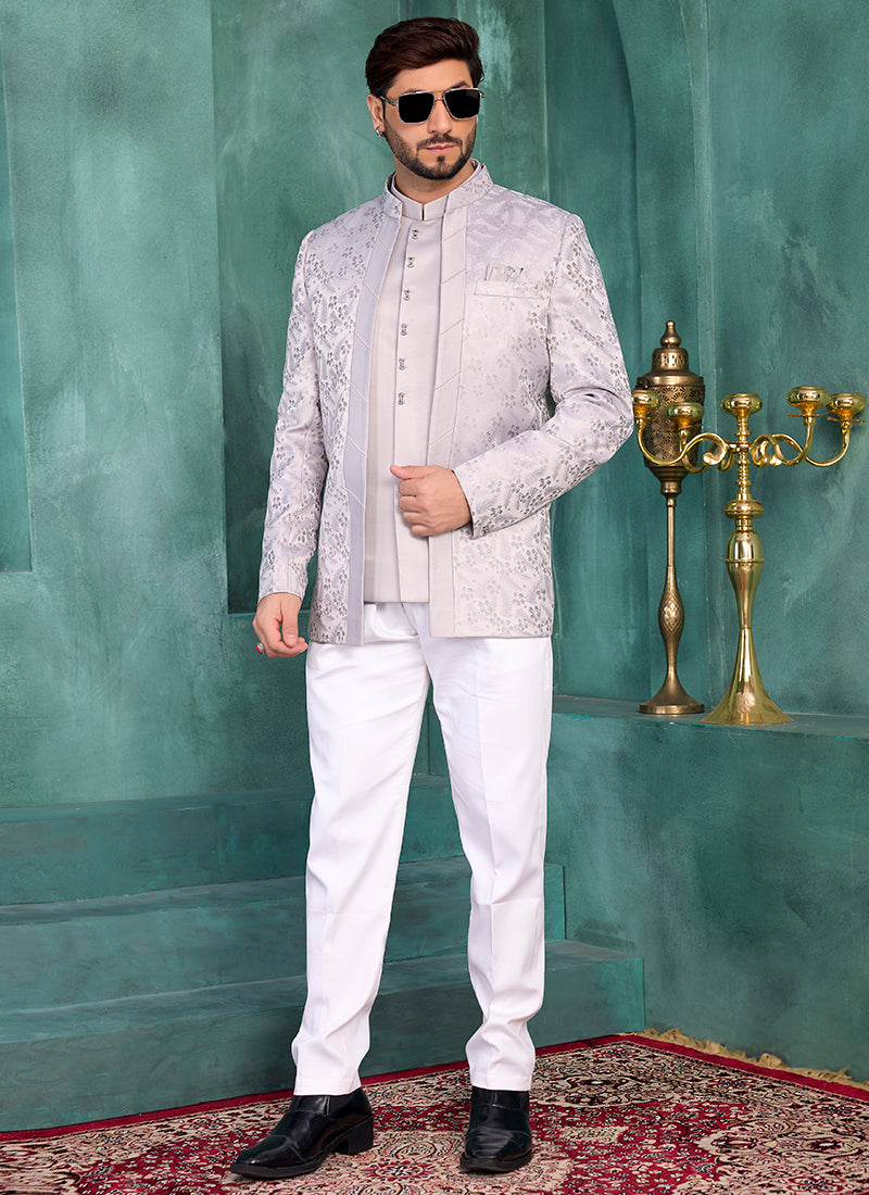 Lavender Silk Pattern Pc Work Party Wear Readymade Jodhpuri Suit SW706686
