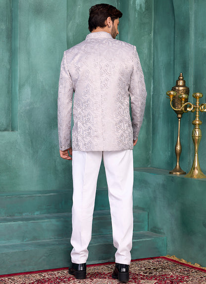 Lavender Silk Pattern Pc Work Party Wear Readymade Jodhpuri Suit SW706686