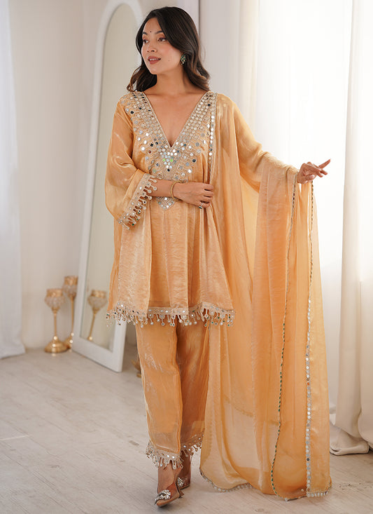 Light Orange Fendy Embroidery Work Occasional Wear Readymade Salwar Suit SW405615