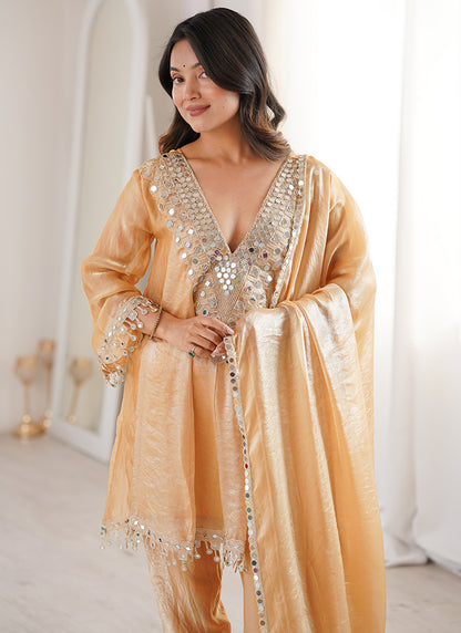 Light Orange Fendy Embroidery Work Occasional Wear Readymade Salwar Suit SW405615