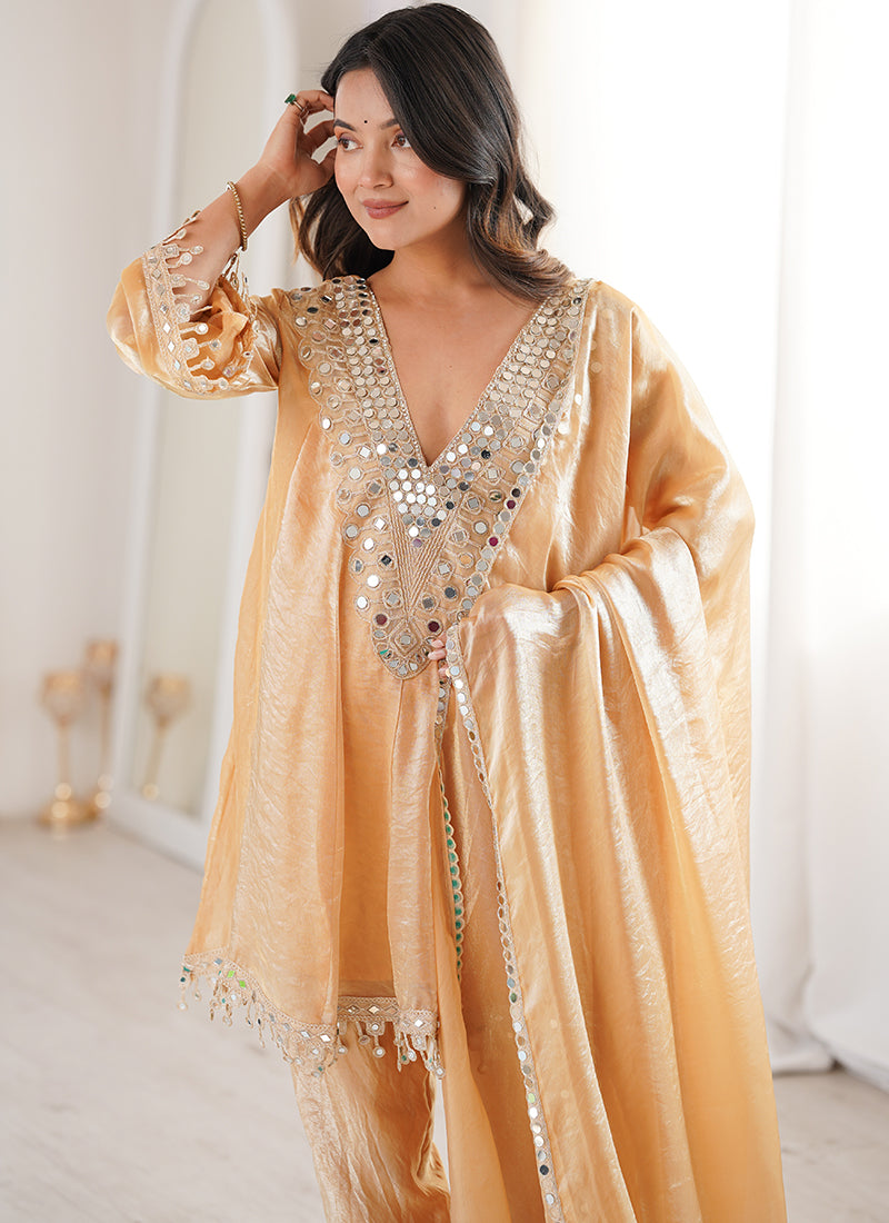 Light Orange Fendy Embroidery Work Occasional Wear Readymade Salwar Suit SW405615