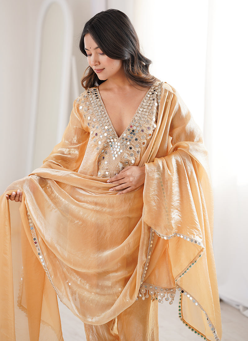 Light Orange Fendy Embroidery Work Occasional Wear Readymade Salwar Suit SW405615