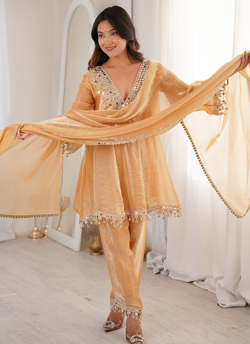 Light Orange Fendy Embroidery Work Occasional Wear Readymade Salwar Suit SW405615