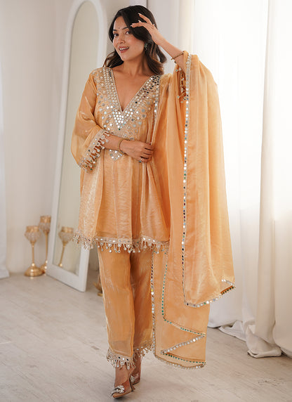 Light Orange Fendy Embroidery Work Occasional Wear Readymade Salwar Suit SW405615