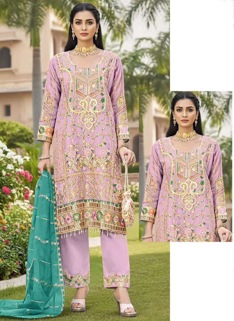 Light Pink Organza Thread Embroidery Work Festival Wear Salwar Suit SW418331