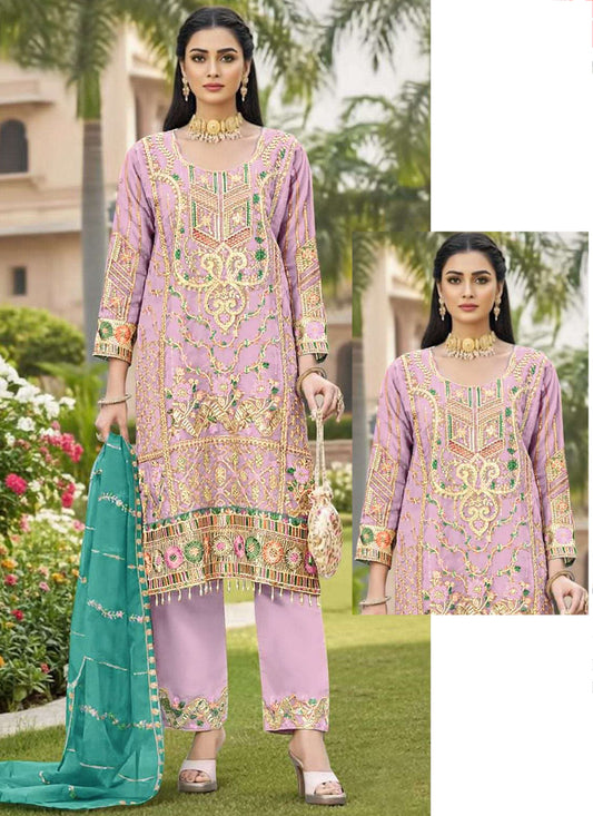 Light Pink Organza Thread Embroidery Work Festival Wear Salwar Suit SW418331