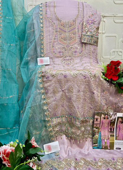 Light Pink Organza Thread Embroidery Work Festival Wear Salwar Suit SW418331