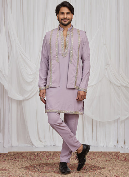 Lilac Armani  Hand Work Occasional Wear Readymade Kurta Pajama SW586040