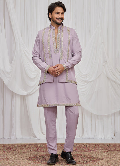 Lilac Armani  Hand Work Occasional Wear Readymade Kurta Pajama SW586040