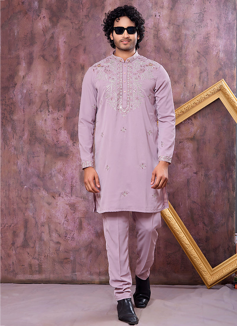Lilac Armani  Mirror Work Occasional Wear Readymade Kurta Pajama SW725225
