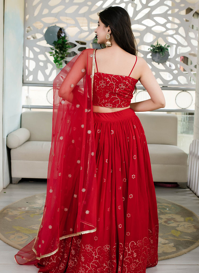 Maroon Georgette Sequins Festival Wear Lehenga Choli SW784272