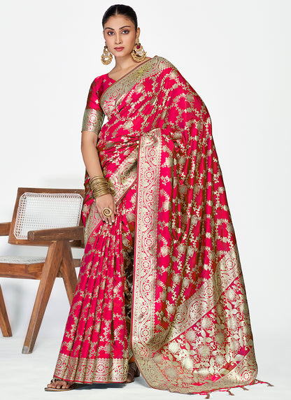 Graceful Banarasi Silk Saree Pair with Ornate Zari Embellishment