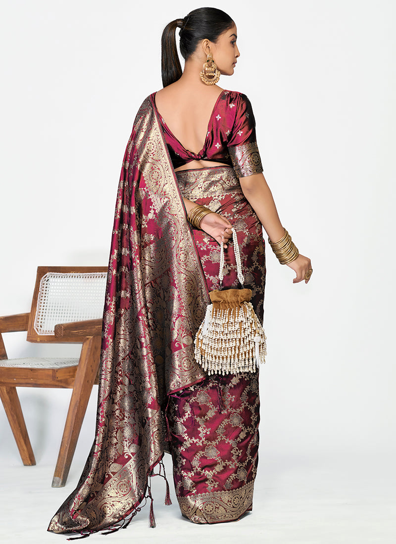 Heritage Banarasi Silk Zari Weaving Saree Combo – Perfect for Celebrations