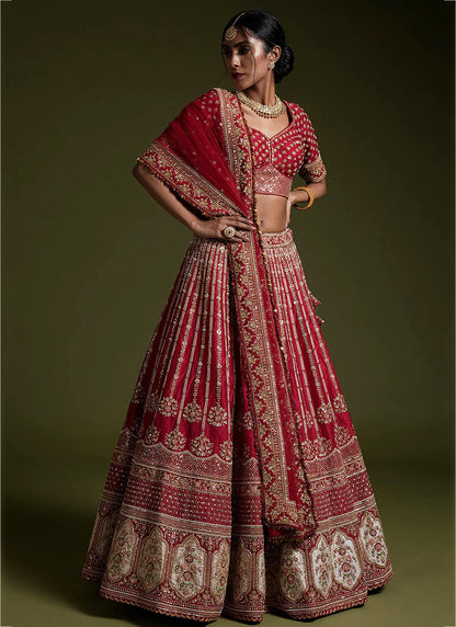 Rangoon Silk Maroon Party Wear Heavy Work Lehenga Choli 386657