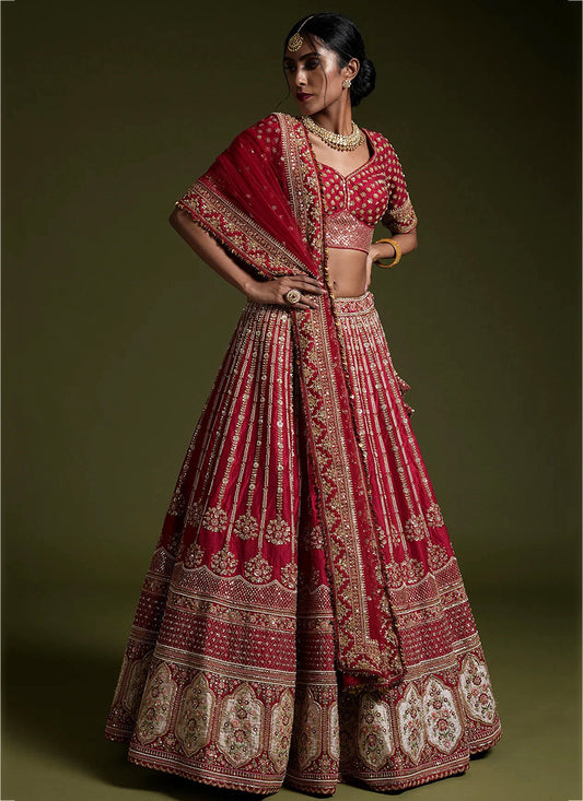Rangoon Silk Maroon Party Wear Heavy Work Lehenga Choli 386657
