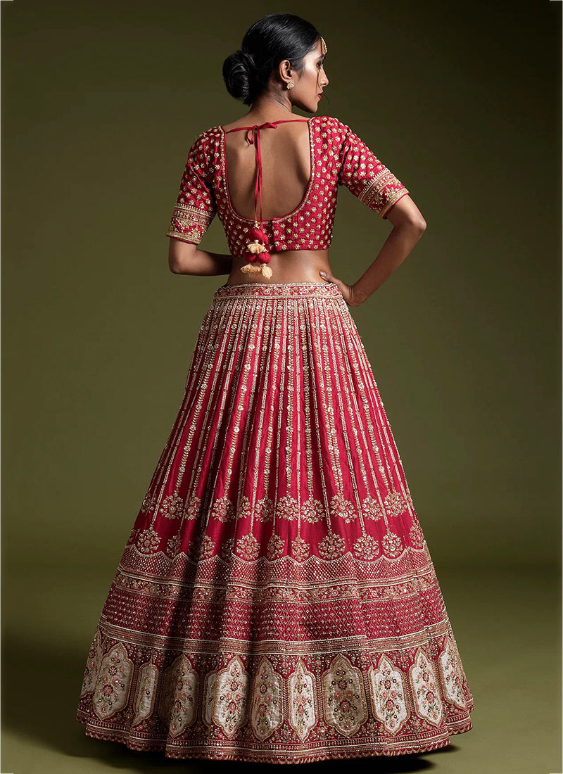 Rangoon Silk Maroon Party Wear Heavy Work Lehenga Choli 386657