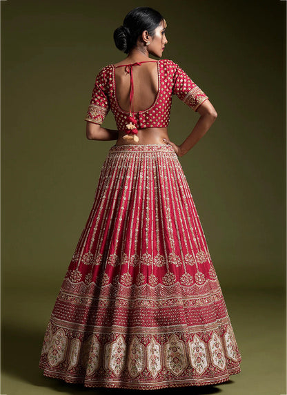 Rangoon Silk Maroon Party Wear Heavy Work Lehenga Choli 386657