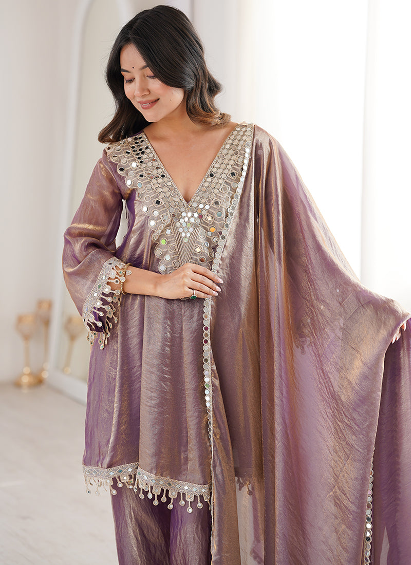 Mauve Fendy Embroidery Work Occasional Wear Readymade Salwar Suit SW508604