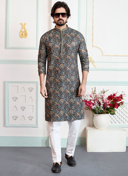Multi Color Art Silk Pintux Eid Wear Readymade Kurta Pajama SW999605