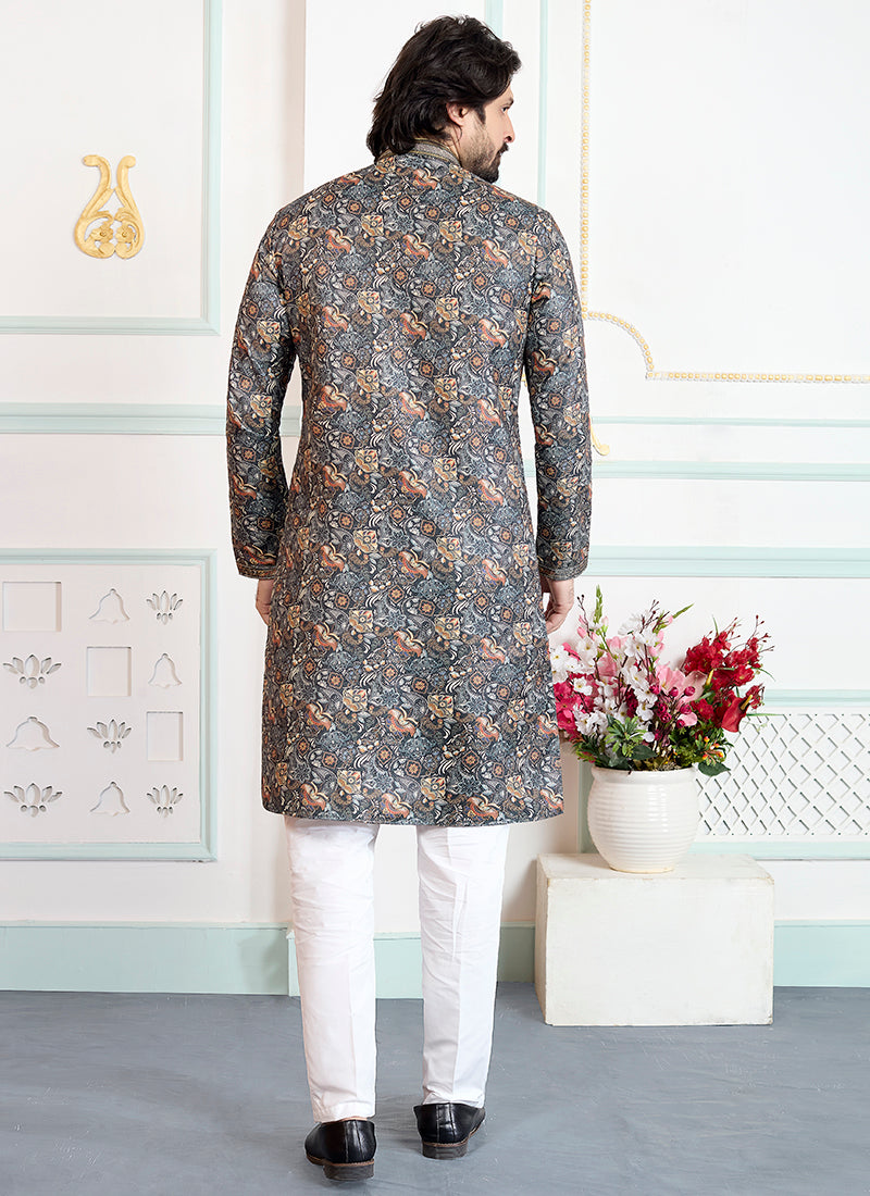 Multi Color Art Silk Pintux Eid Wear Readymade Kurta Pajama SW999605