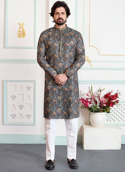 Multi Color Art Silk Pintux Eid Wear Readymade Kurta Pajama SW999605