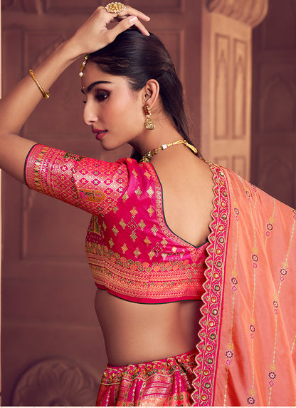 Multi Color Banarasi Silk Embroidery Work Wedding Wear Lehenga Choli SW697118