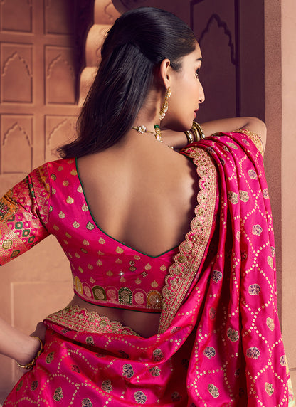 Multi Color Banarasi Silk Embroidery Work Wedding Wear Lehenga Choli SW654039