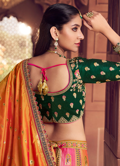 Multi Color Banarasi Silk Embroidery Work Wedding Wear Lehenga Choli SW577273