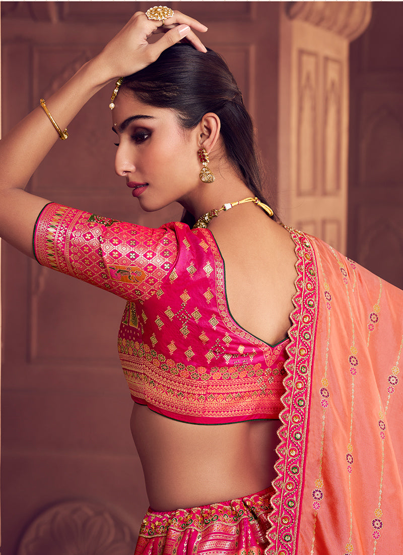 Multi Color Banarasi Silk Embroidery Work Wedding Wear Lehenga Choli SW791093