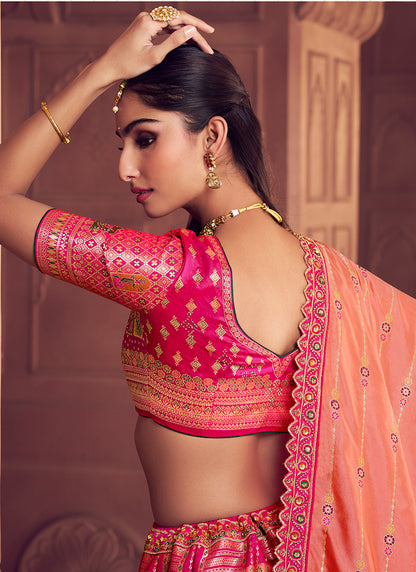 Multi Color Banarasi Silk Embroidery Work Wedding Wear Lehenga Choli SW791093