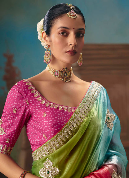 Multi Color Fancy Sequins Work  Wedding Wear Saree SW139195