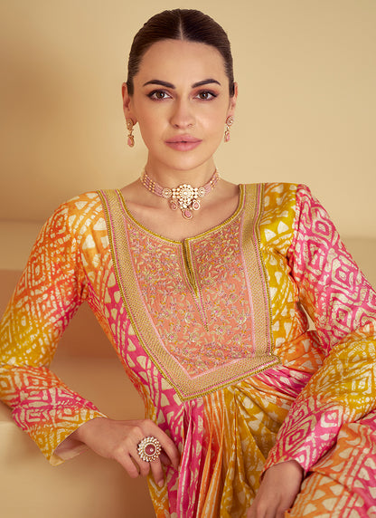 Multi Color Muslin Digital Print Work Festival Wear Readymade Anarkali Suit SW986533