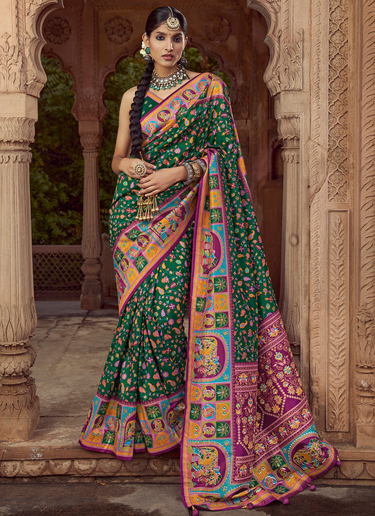 Pv Silk Multi Color Saree with Printed Work for Designer Wear 385138