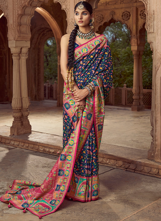 Pv Silk Multi Color Saree with Printed Work for Designer Wear 385142