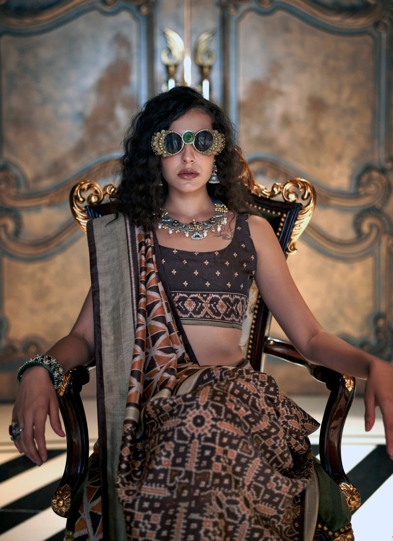 Pv Silk Multi Color Party Wear Printed Work Saree 385898