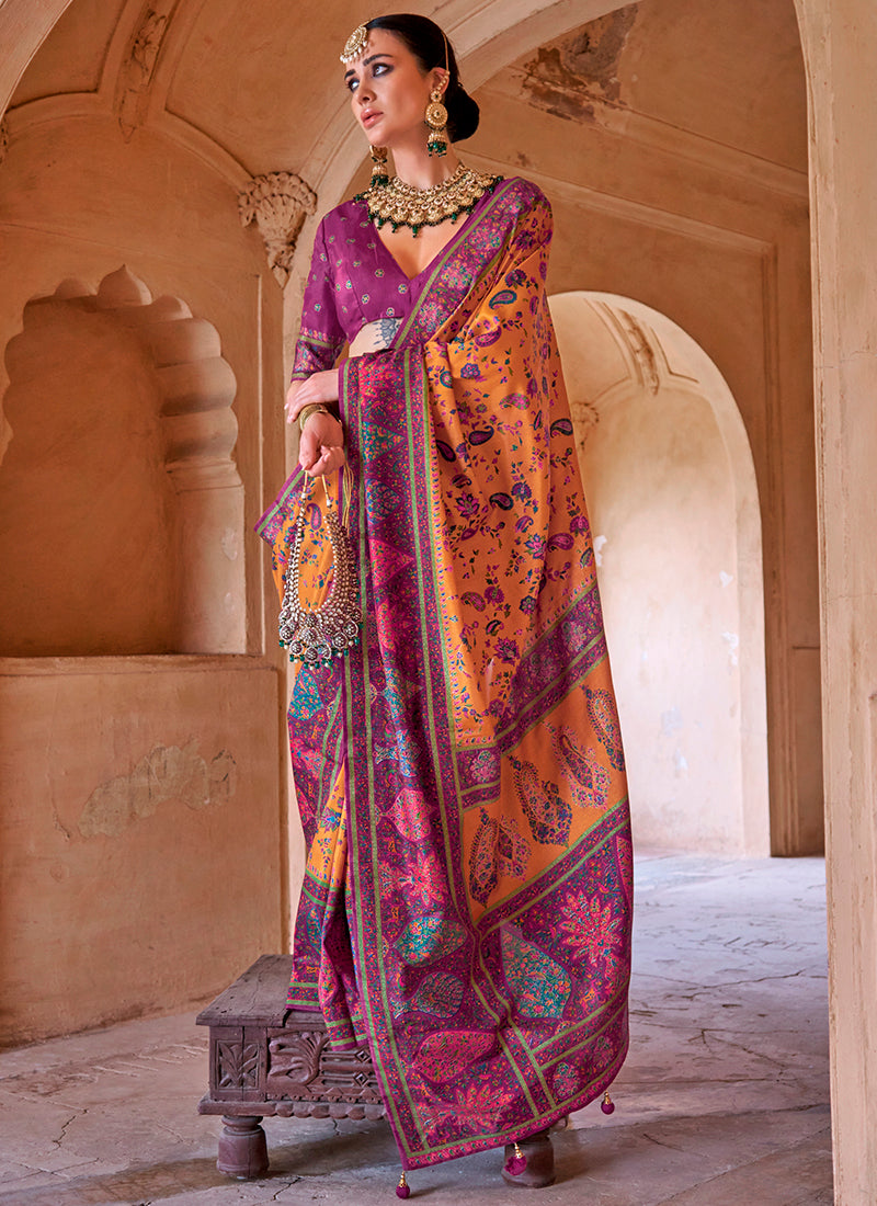 Pv Silk Multi Color Party Wear Weaving Work Saree 385814