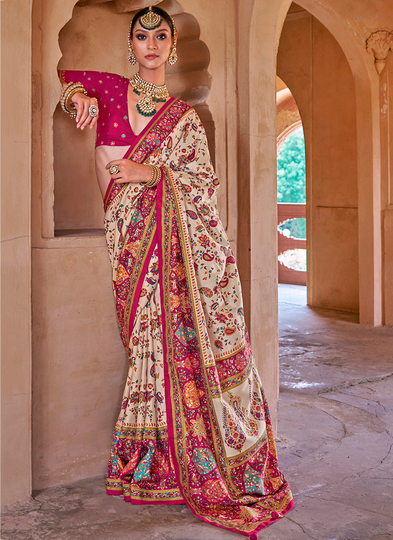 Pv Silk Multi Color Party Wear Weaving Work Saree 385816