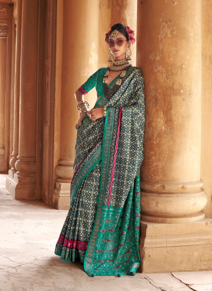 Pv Silk Multi Color Party Wear Printed Work Saree 385925