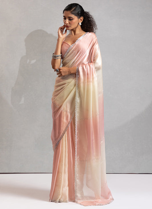 Satin Silk Multi Color Saree with Ombre Work for Party Wear 380671