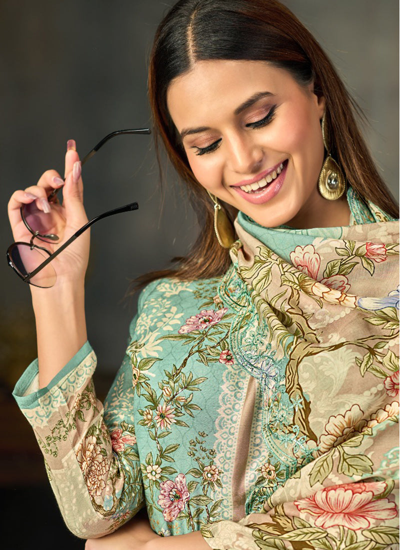 Multi Color Silk Digital Print Work Eid Wear Pakistani Suit SW469801