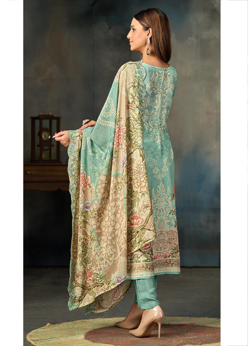 Multi Color Silk Digital Print Work Eid Wear Pakistani Suit SW469801