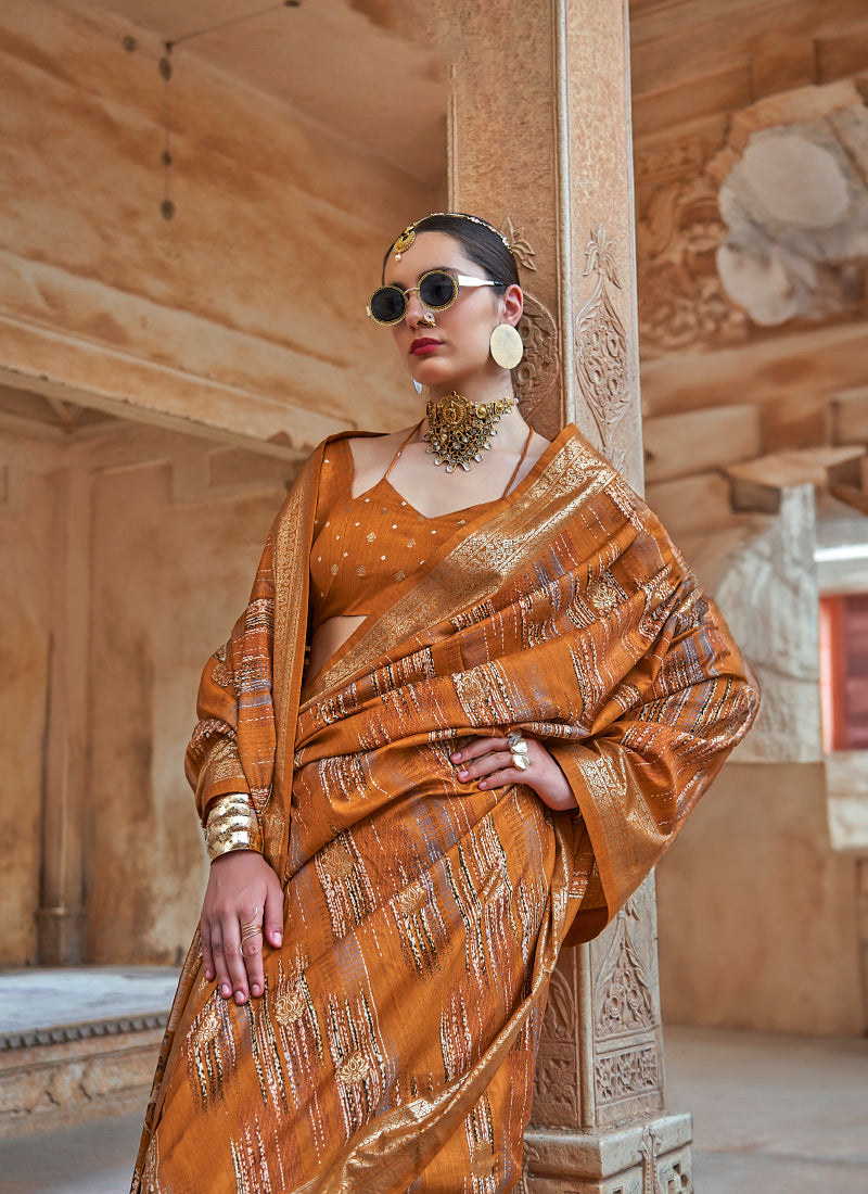 Silk Multi Color Party Wear Weaving Work Saree 385923