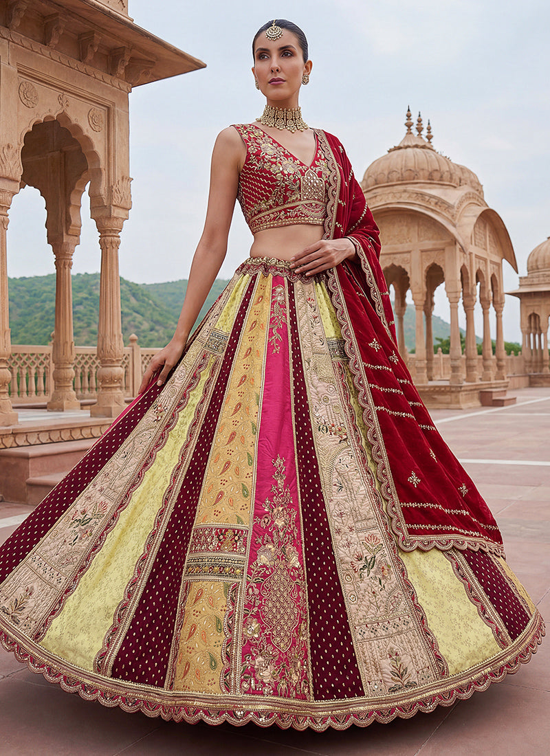 Multi Color Silk Embroidery Work Wedding Wear Lehenga Choli SW249306